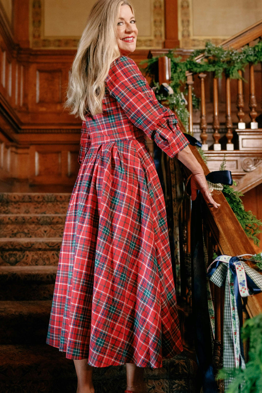 Amber 3/4 Sleeve Dress in Christmas Cheer Plaid