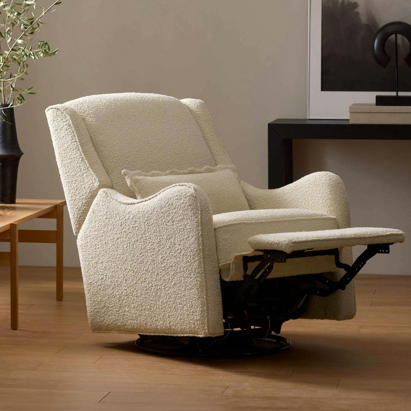 Devon Recliner and Swivel Glider in Ivory Boucle