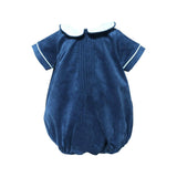 Baby Boy Blue Corduroy Bubble with Peter Pan Collar