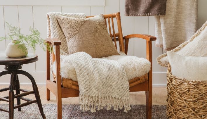 Ivory Chevron Neutral Throw Pillow