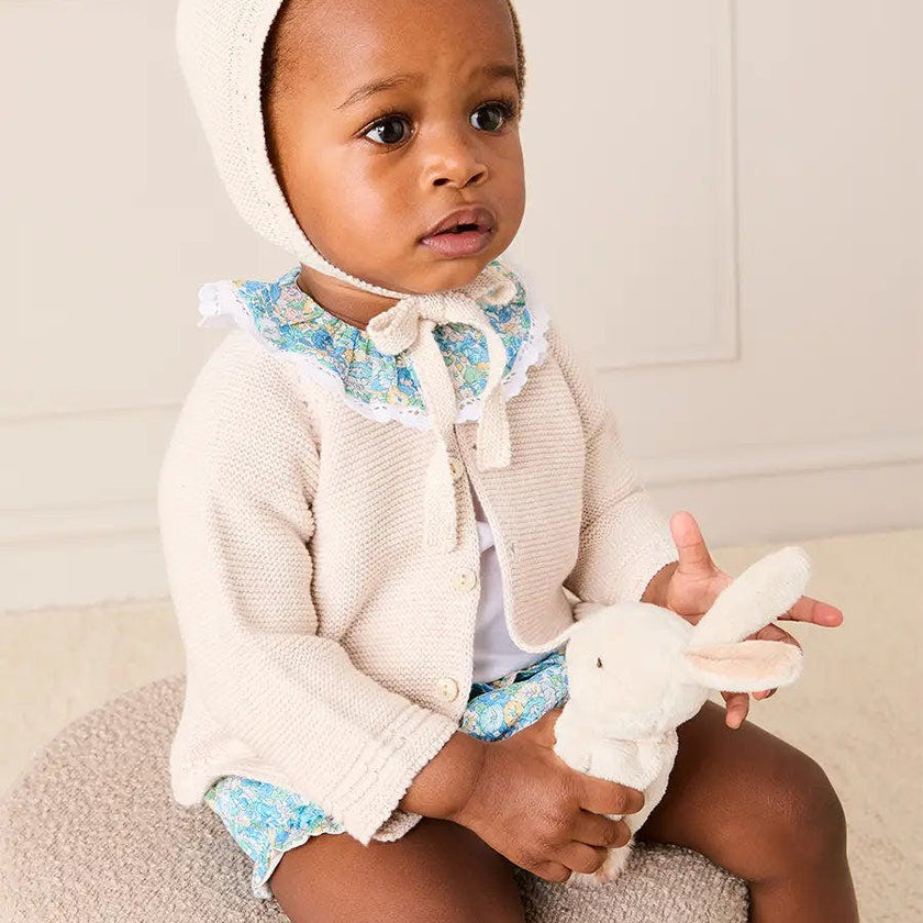 Leontyne Floral Ruffle Collar Lace Detail Bodysuit in Blue Made with Liberty Fabric (1mth-3yrs)