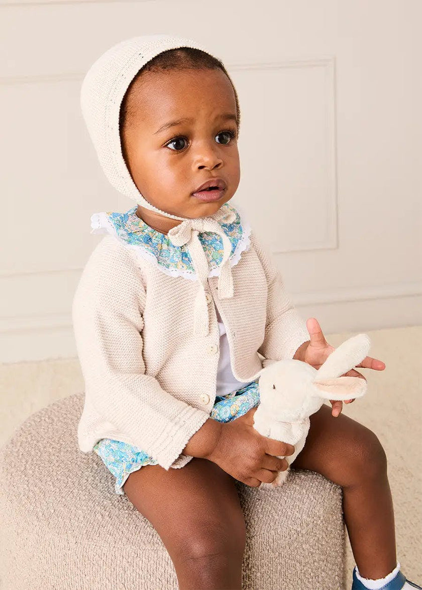 Leontyne Floral Ruffle Collar Lace Detail Bodysuit in Blue Made with Liberty Fabric (1mth-3yrs)