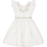 Linen Ruffle Jumper with Embroidery, White