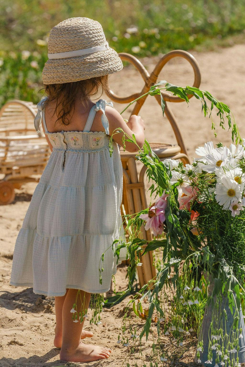 Crochet Dress in Blue Bouquet