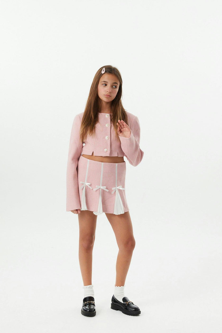 Leah Pink Tweed Two Piece Set