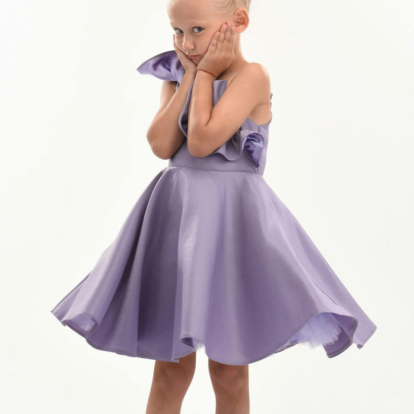 Purple Riviera Off Shoulder Ruffle Dress