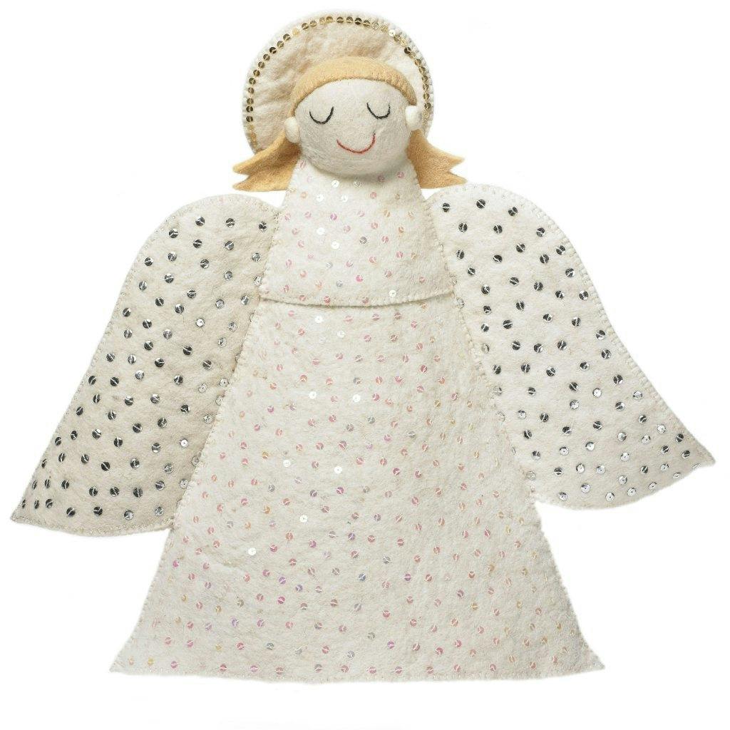 Handmade Hand Felted Wool Christmas Tree Topper - Extra Large Angel Arcadia Home