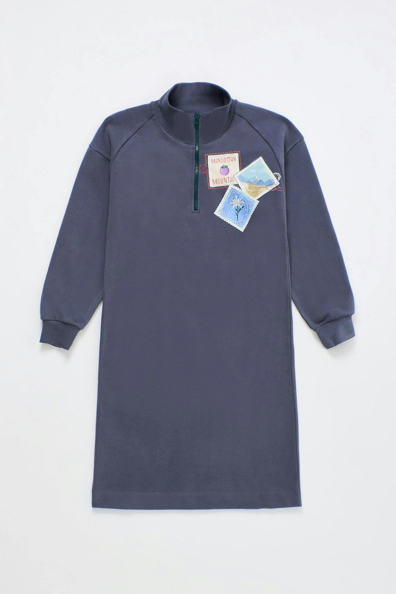 POSTCARD ZIPPER SWEATDRESS GREY
