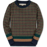 Organic Long Sleeve Intarsia Crew Neck Pullover Sweater, Brown