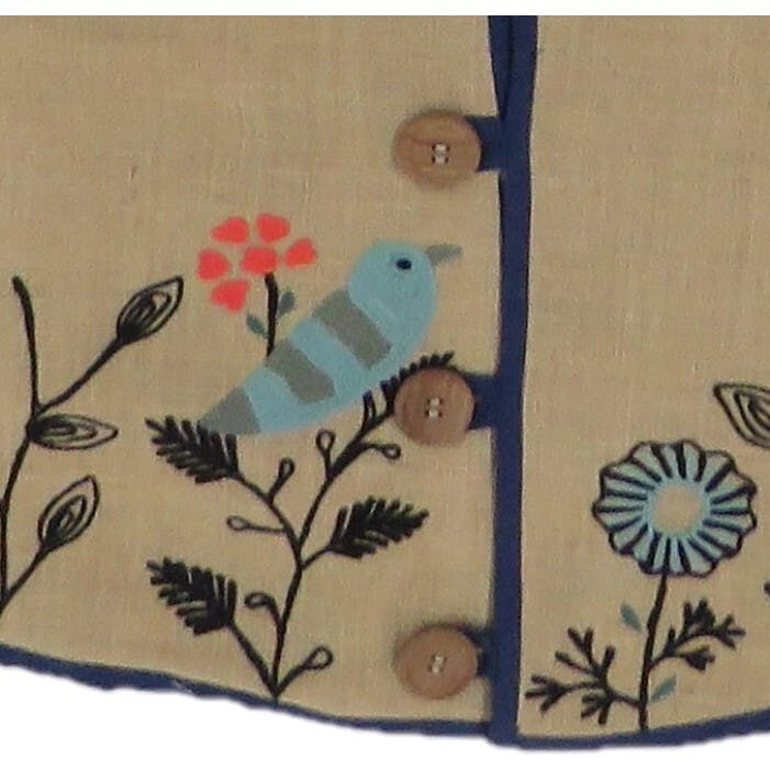 Handmade Embroidered Forest Scene Jute Christmas Tree Skirt Jute 60"