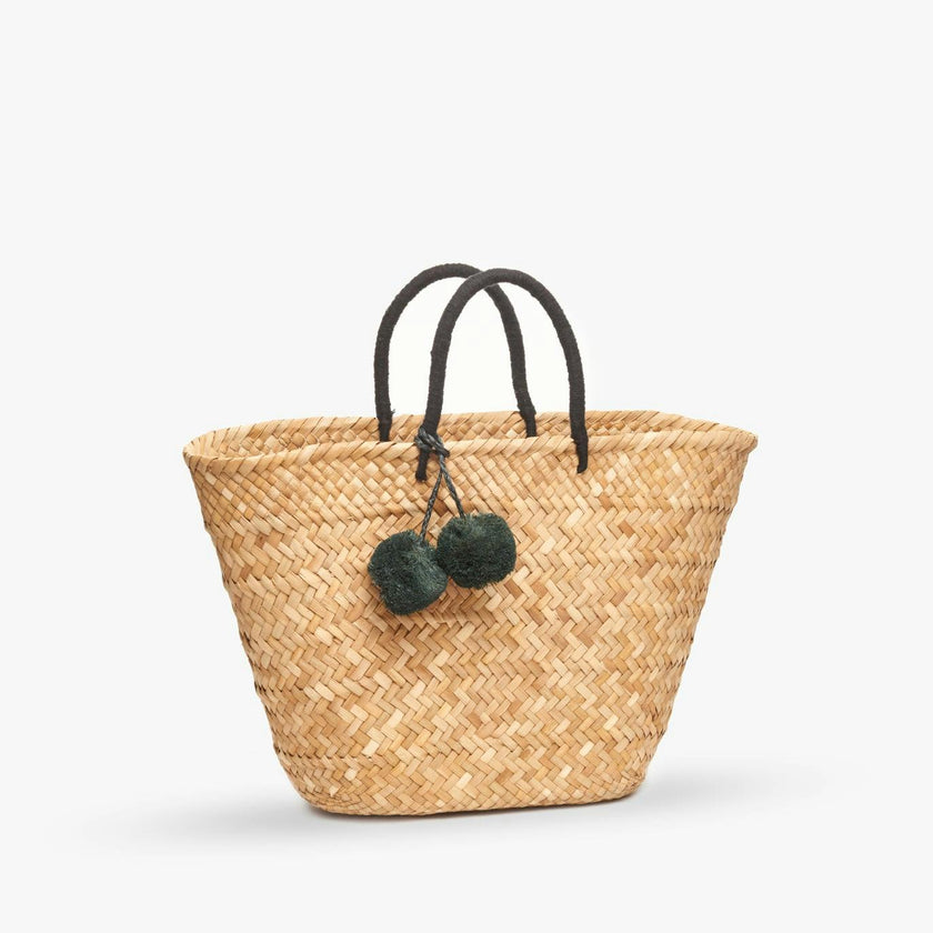 Oversized St Tropez Pom Pom Straw Tote