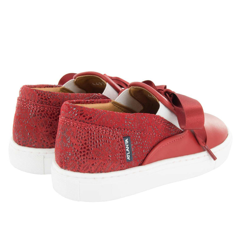 Leather & Lace Slip On Sneakers, Red