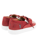 Leather & Lace Slip On Sneakers, Red