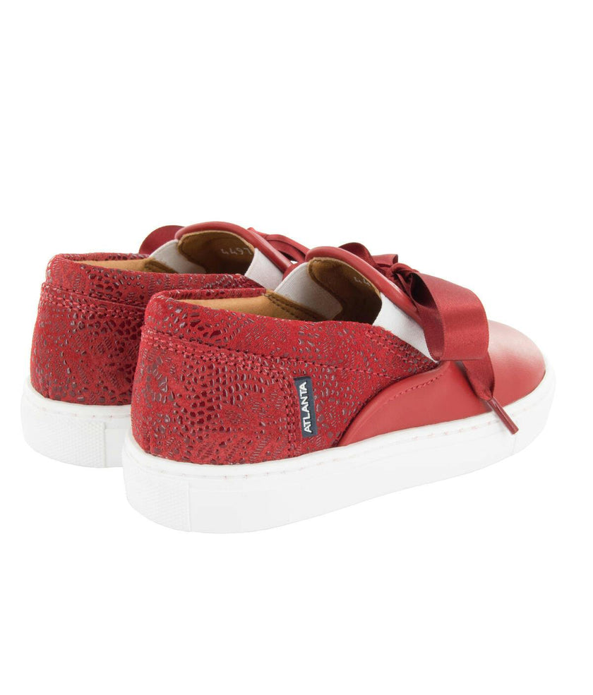 Leather & Lace Slip On Sneakers, Red