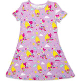 Trolls Valentine's Day Bamboo Girls' Short Sleeve Dress