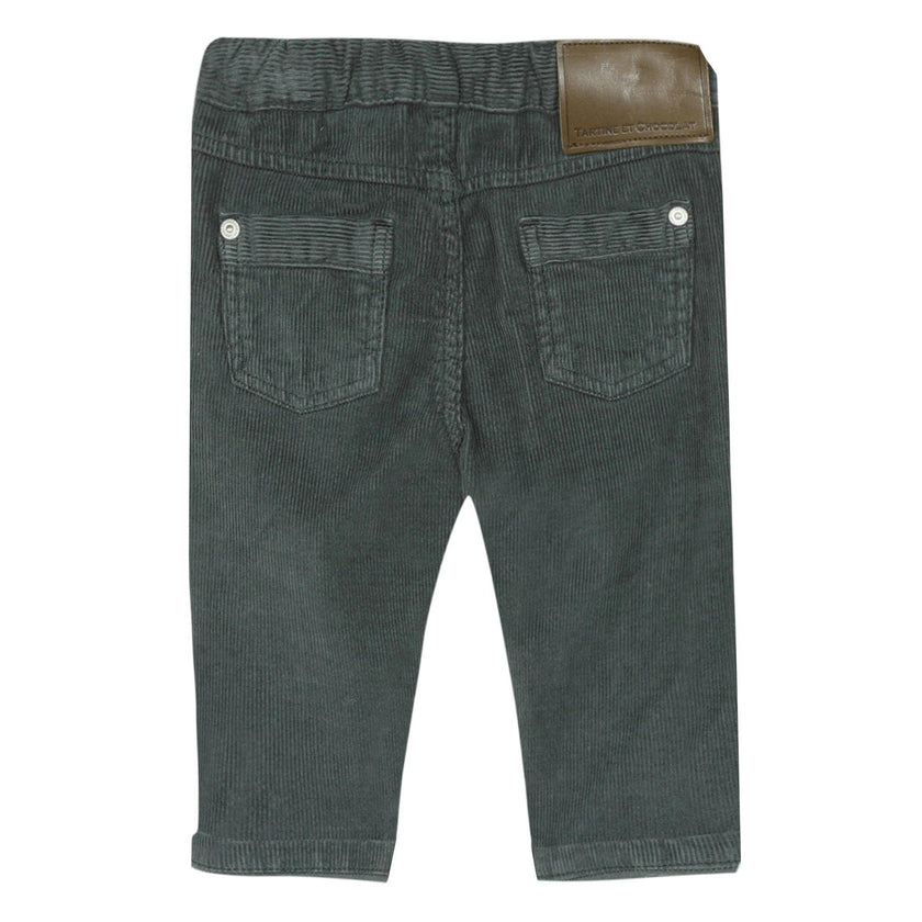 Moss green fine-ribbed corduroy pants