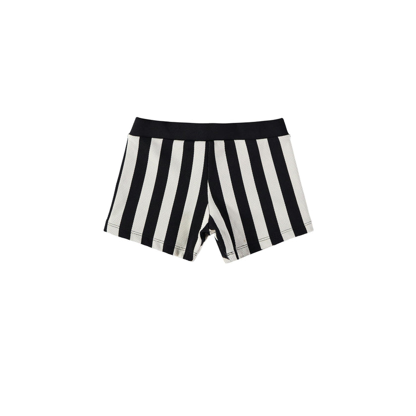 Black Striped Bathing Shorts