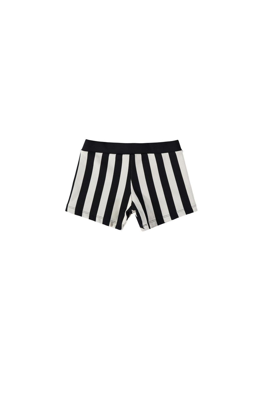 Black Striped Bathing Shorts