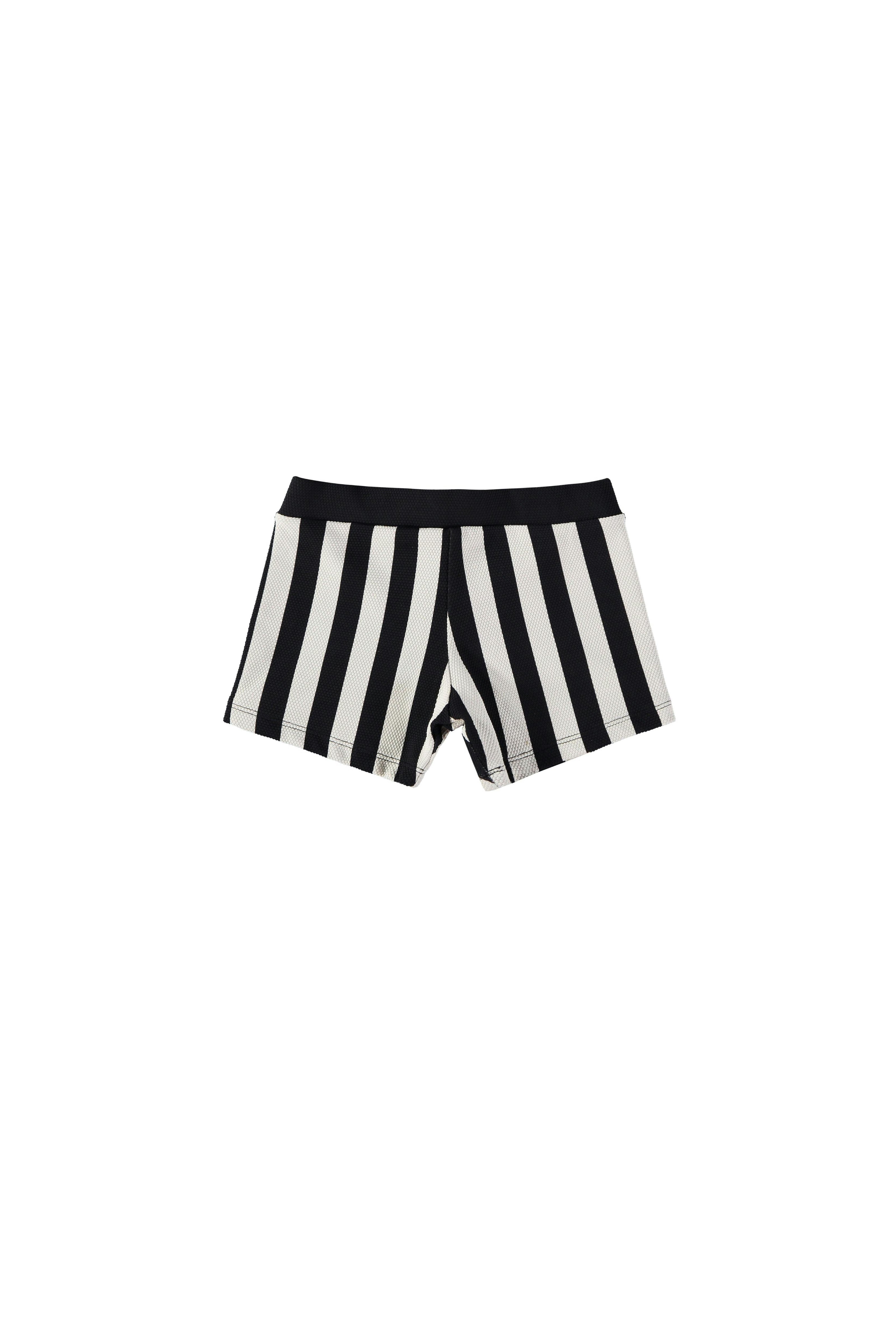 Black Striped Bathing Shorts