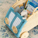 Archie Handcrafted Rattan Storage Wagon with Solid Wood Wheels - Wicker