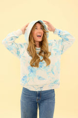 Kian Hooded Sweatshirt in Blue Aquarelle Fleur