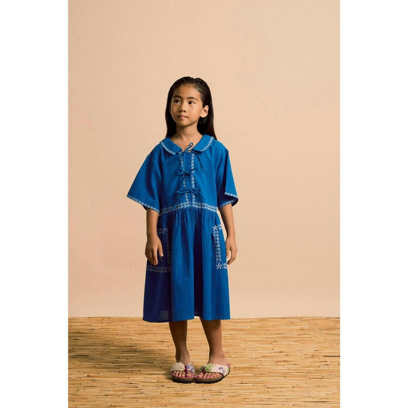 BARCOS EMBROIDERED DRESS BLUE