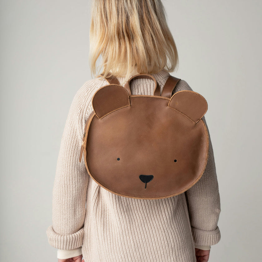 Umi Schoolbag | Bear | Cognac Classic Leather
