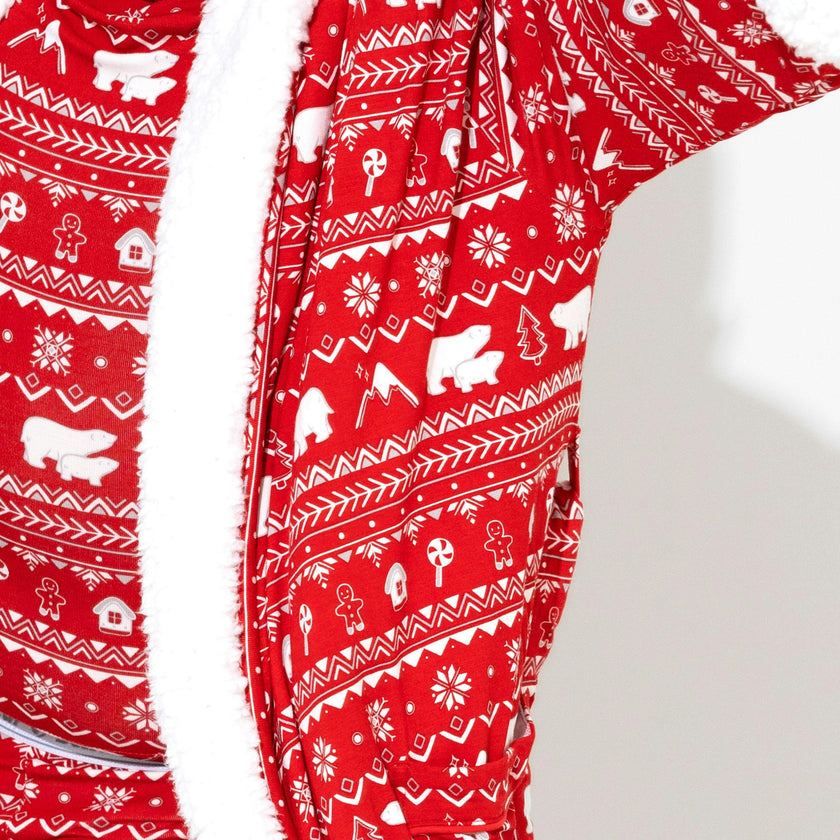 Polar Isle Red Bamboo Adult Robe