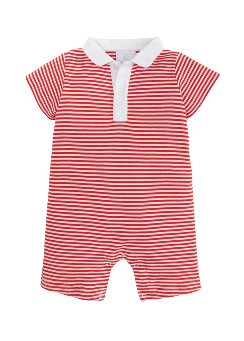 Peter Pan Polo Romper - Red Stripe