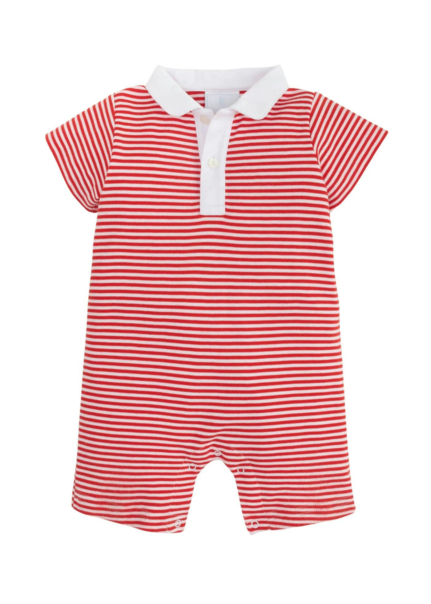 Peter Pan Polo Romper - Red Stripe