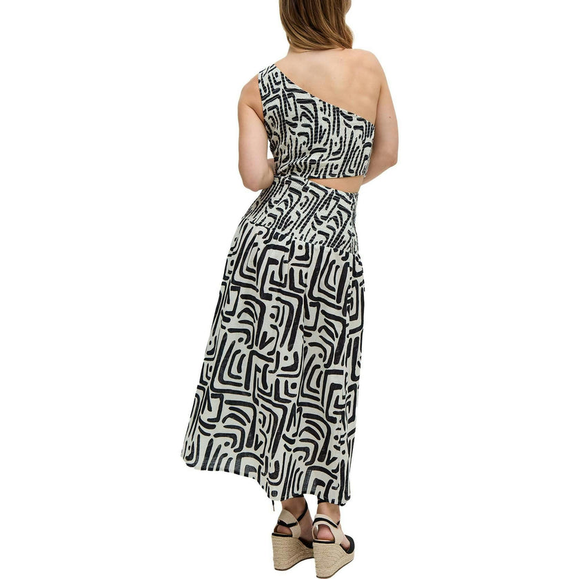 Jazz Jersey One Shoulder Warhol Print Midi Dress