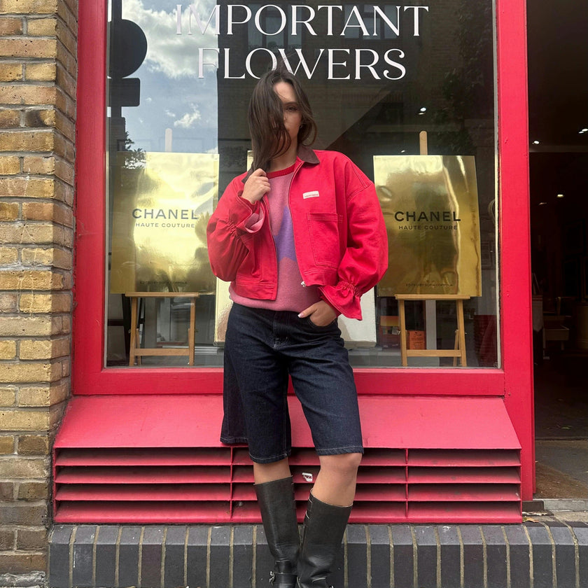 women's denim jacket - retro red