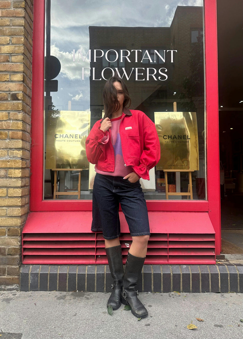 women's denim jacket - retro red