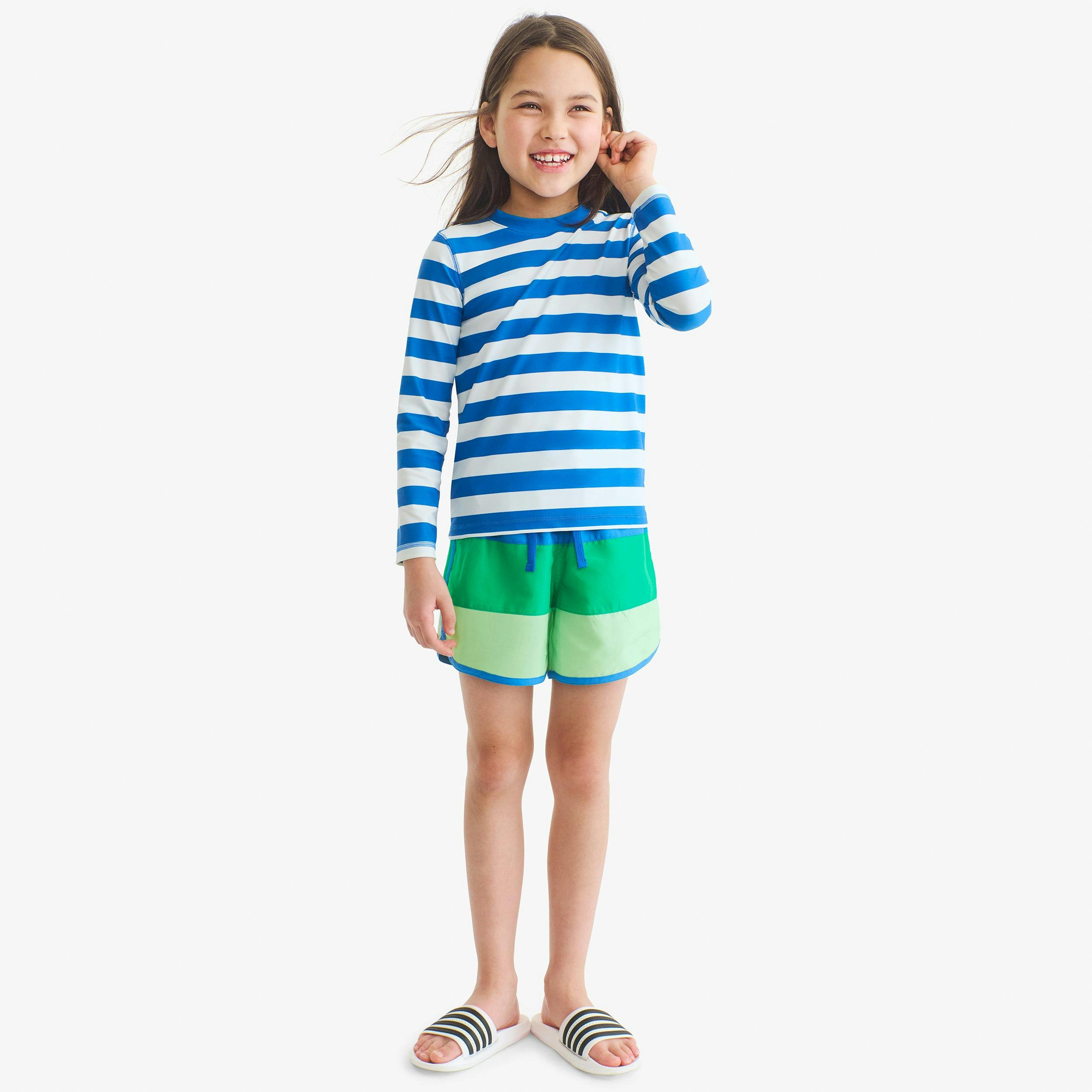 Kids long sleeve rash guard in stripe