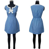 Women's Shift Dress in Blue Linen