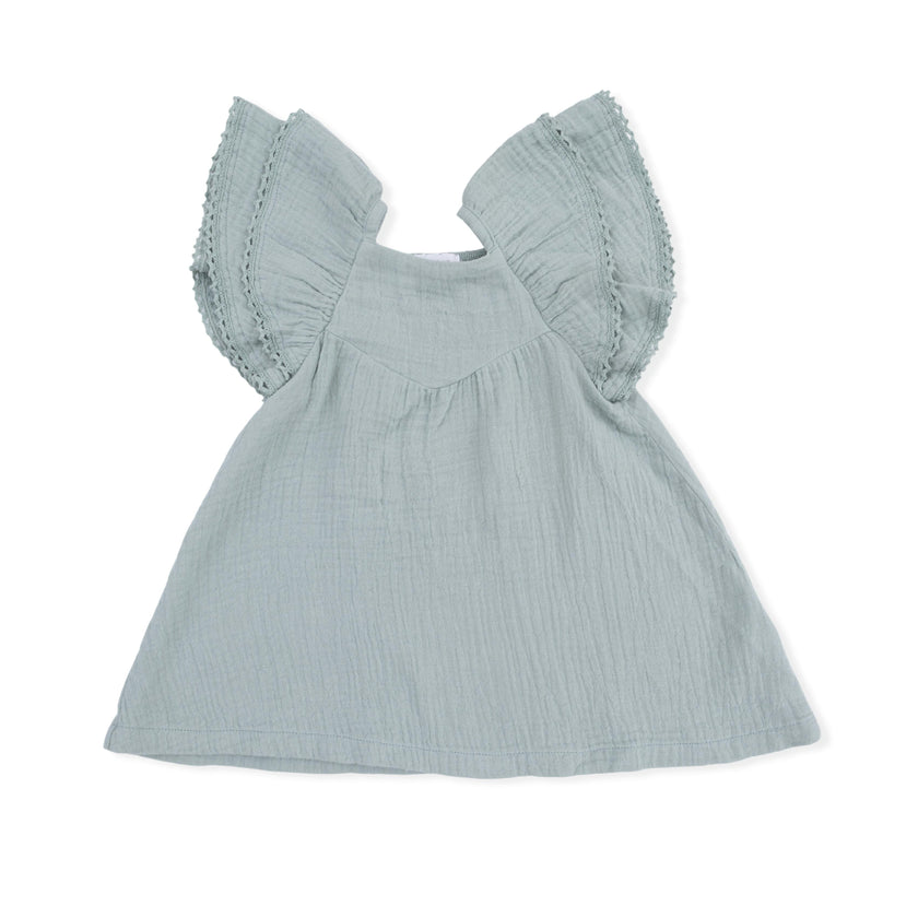 Solid Muslin Jadeite - V-Neck Dress and Bloomer