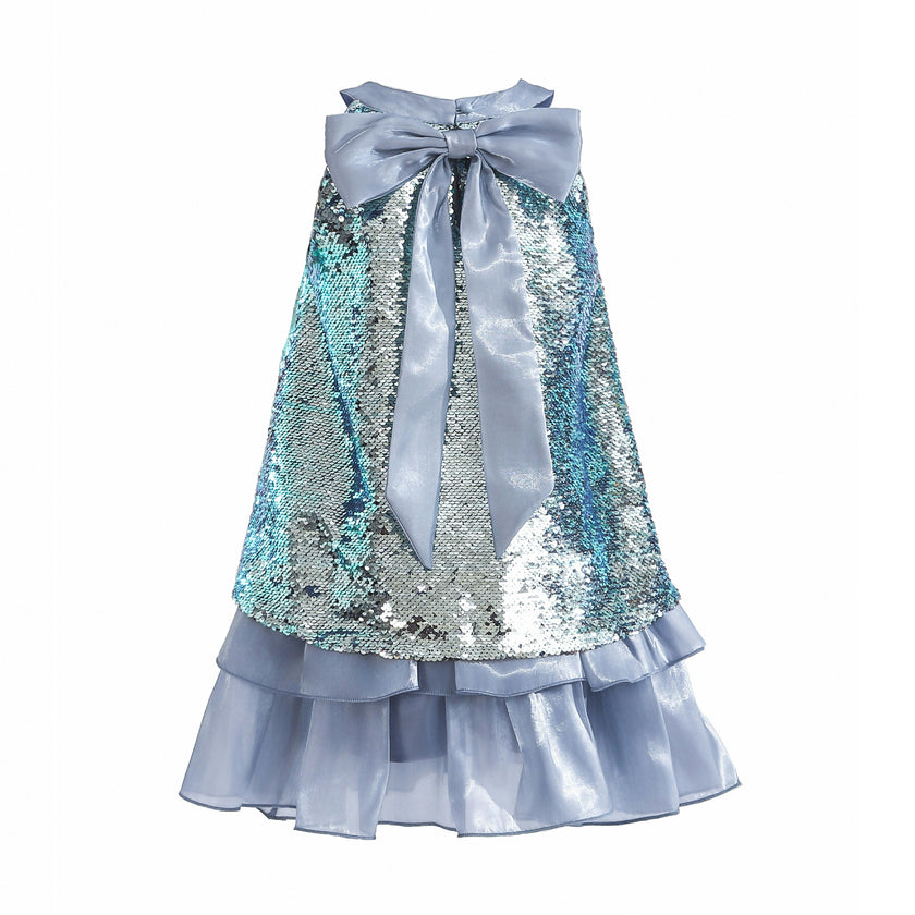 Blue Sylvara Sequin Ruffle Skirt Set