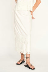 Lombok Skirt in White Embroidered Deco