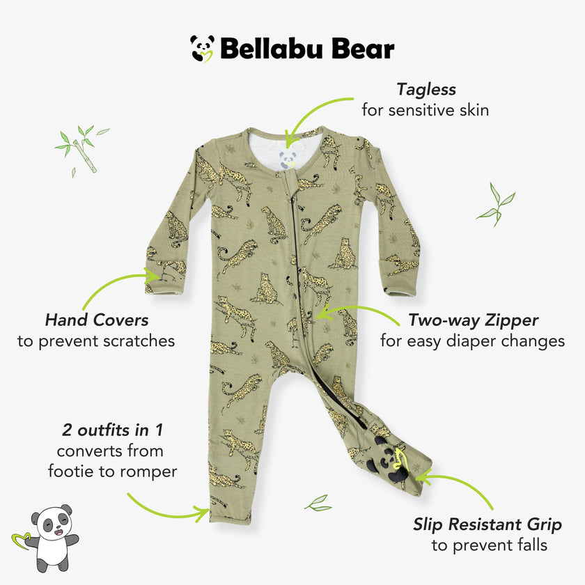 Sage & Spots Leopard Bamboo Convertible Footie