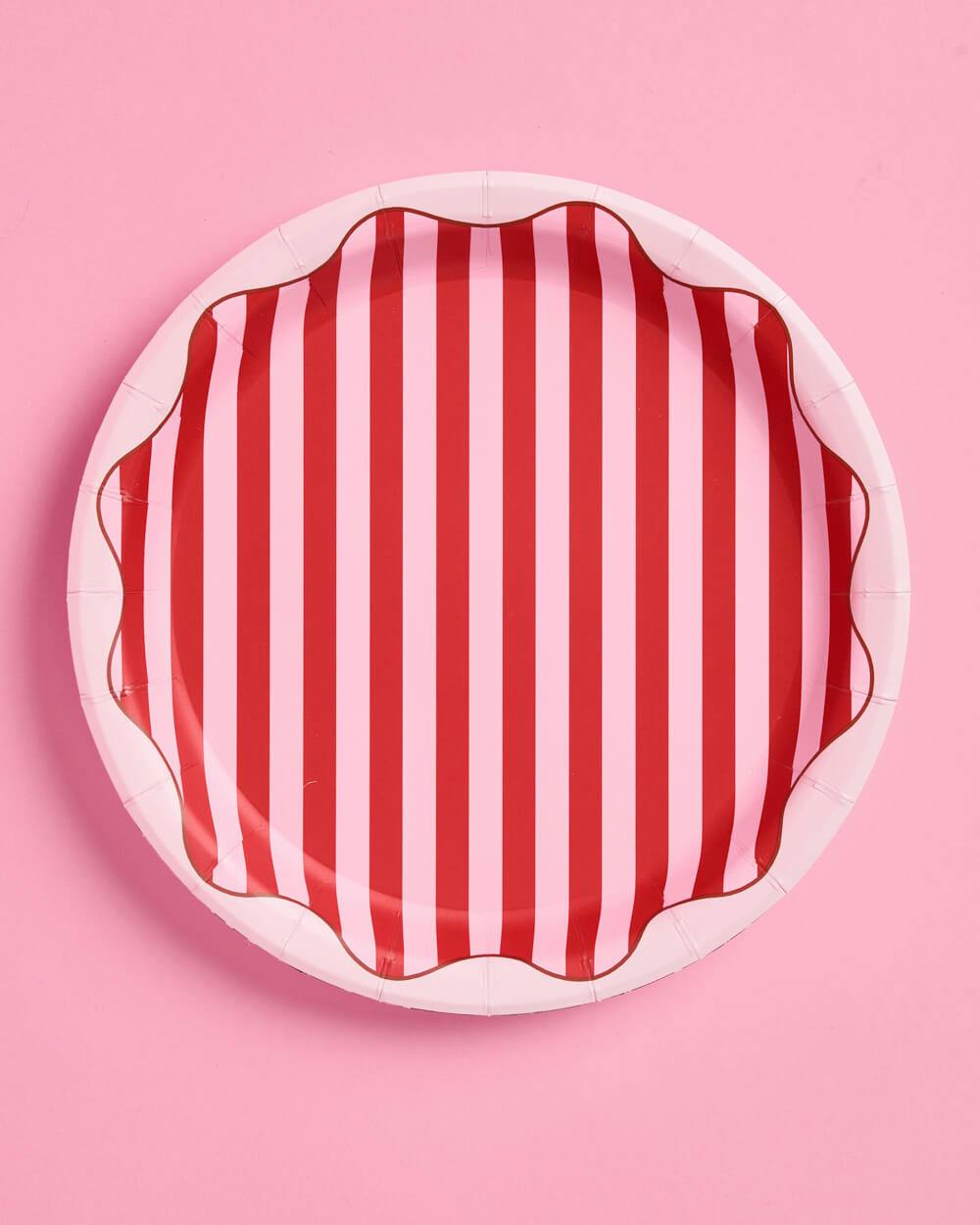 Candy Stripe Plates - 10 paper plates, 9in