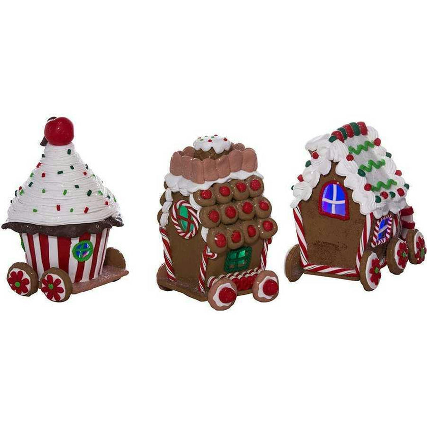 4.3-Inch Claydough 3D LED Gingerbread Train Set of 3 Pieces