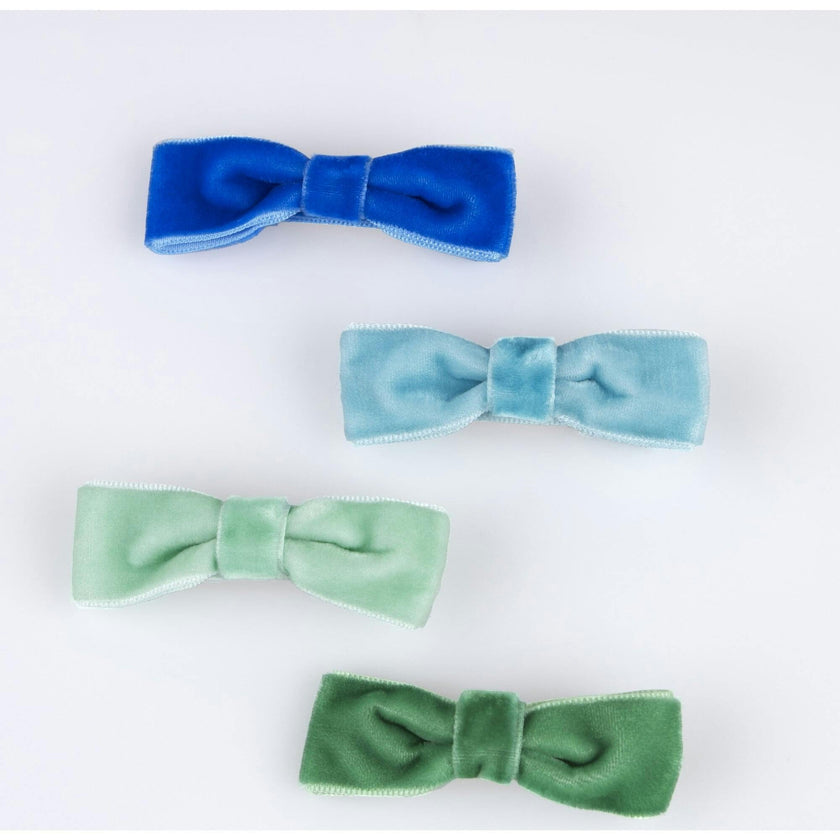 Rainbow Velvet Bow Hair Clips