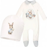 Storybook Rabbit Footie and Hat Set, White