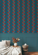Papier peint ARBORESCENCE coloris Bleu persan