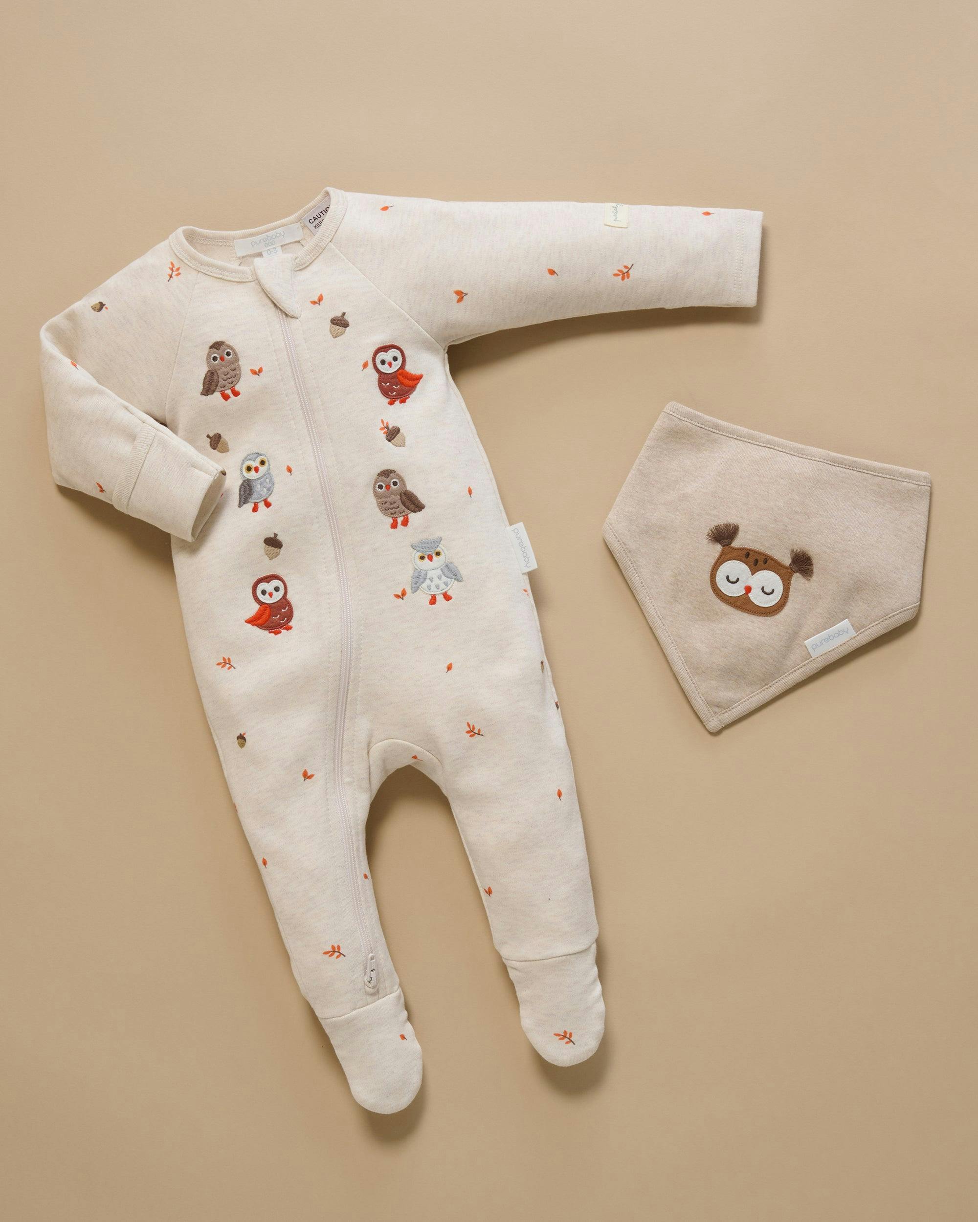 Thick Zip Growsuit Set Oak Leaf Print