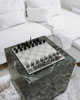 Chess Set Stainless Steel PARIS with Paris Map Board