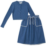 Contrast Trim Skirt Set