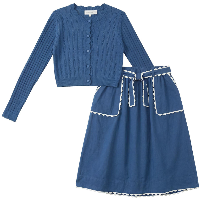 Contrast Trim Skirt Set