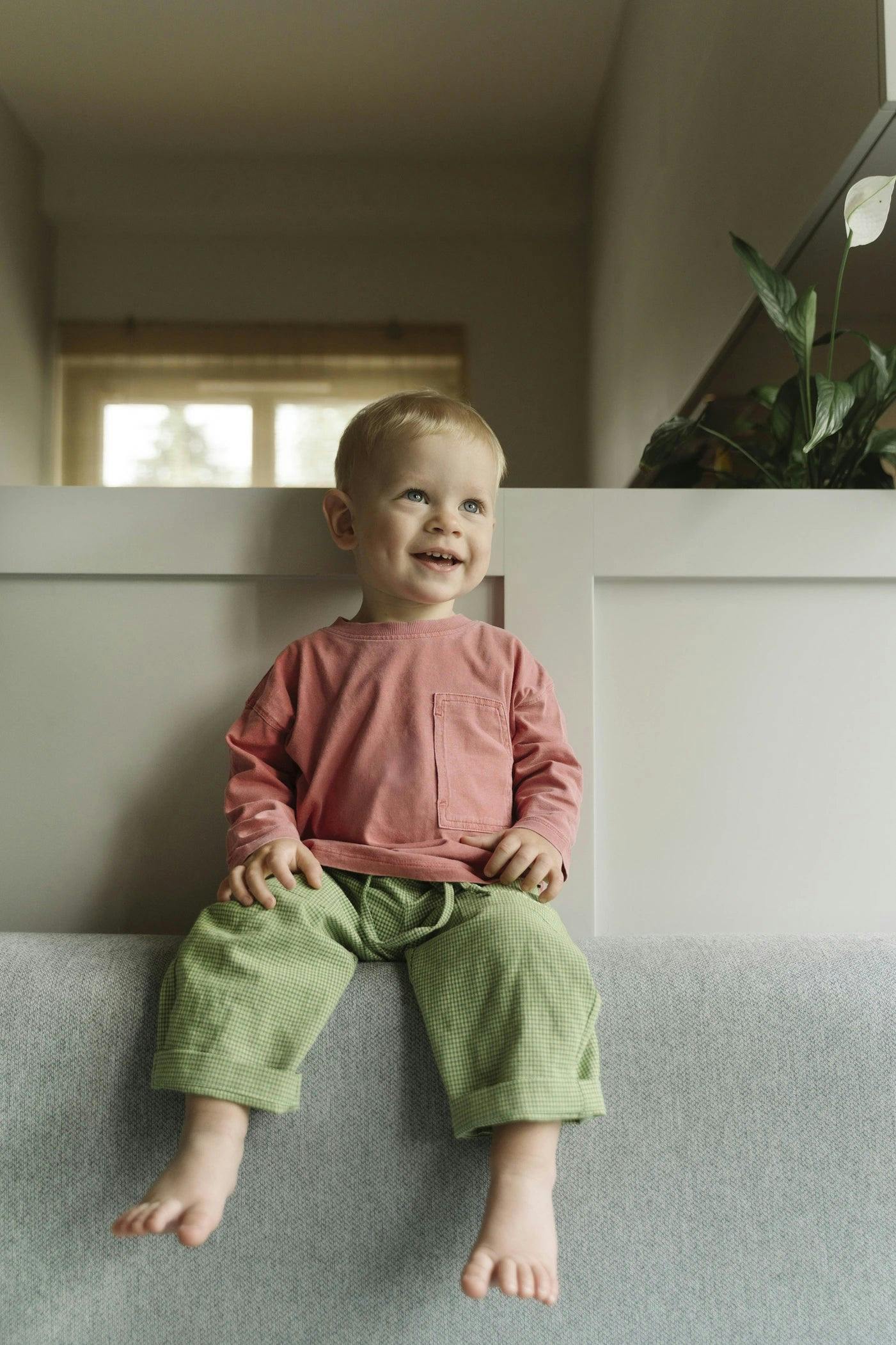 children's vichy trousers - matcha green