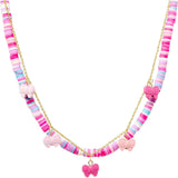 Girl's Colorful Disk Necklace & Charm Duo